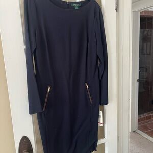 Ralph Lauren Navy Dress with Gold Accents